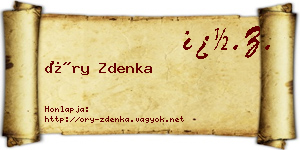 Őry Zdenka névjegykártya